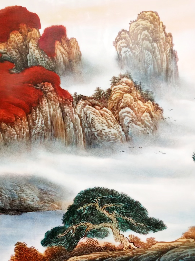 名家手绘大幅装饰瓷板画挂画鸿运当头
