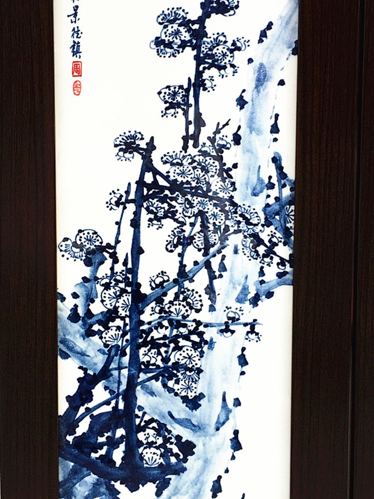 景德镇陶瓷手绘釉下写意梅兰竹菊四条屏细节图