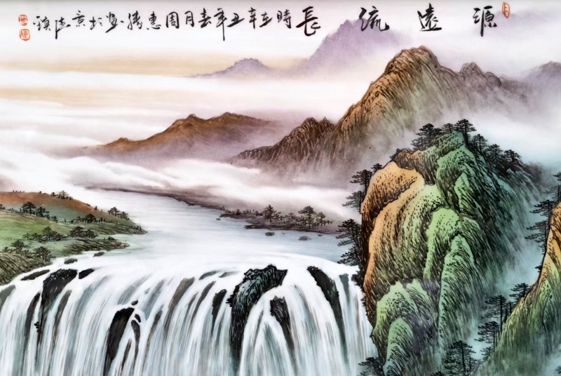 景德镇客厅装饰瓷板画挂画（源远流长）