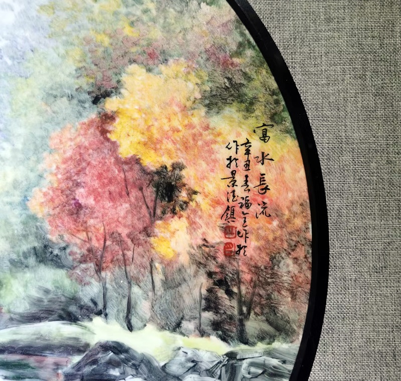 景德镇名家手绘新中式风景瓷板画