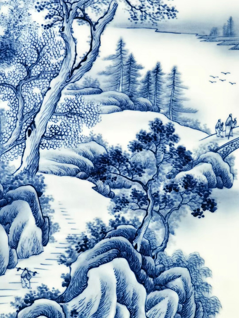 周惠胜手绘景德镇瓷板山水画（山水清音）