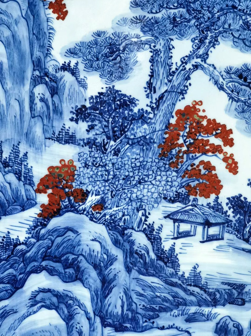 景德镇陶瓷山水瓷板画（松风泉韵）