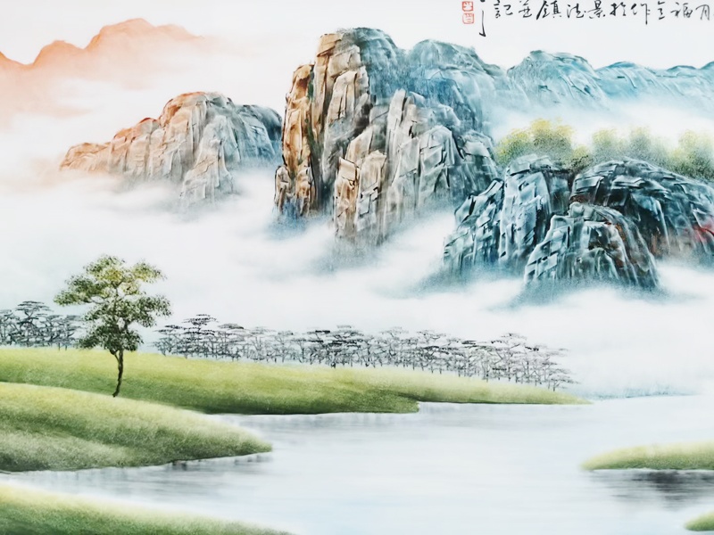 景德镇陶瓷山水瓷板画（源远流长）