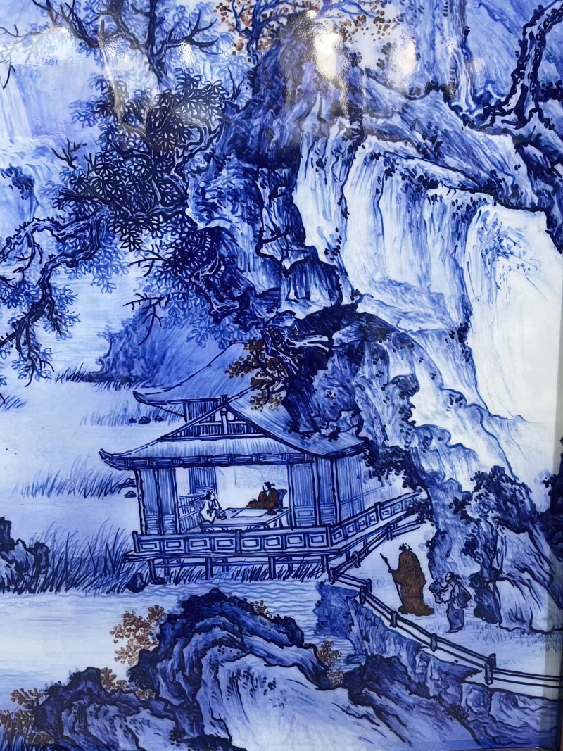 景德镇名家手绘青花山水瓷板画