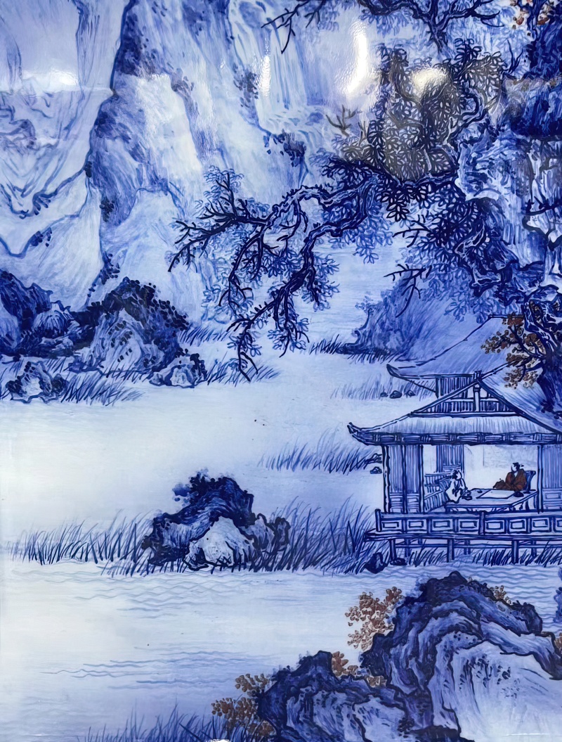 景德镇名家手绘青花山水瓷板画