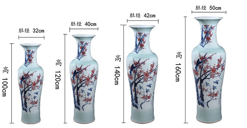 景德镇陶瓷大花瓶手绘双面客厅摆件