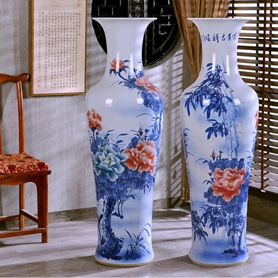 景德镇陶瓷客厅落地大花瓶（富贵吉祥）