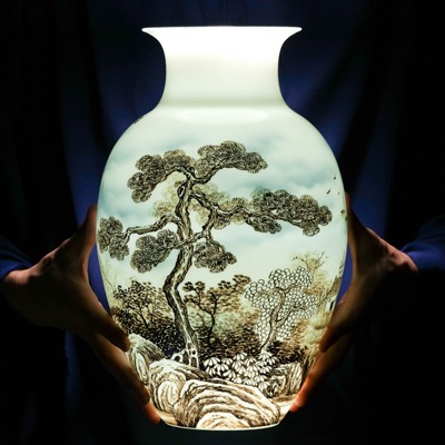 景德镇名家手绘陶瓷艺术品花瓶盛世人家