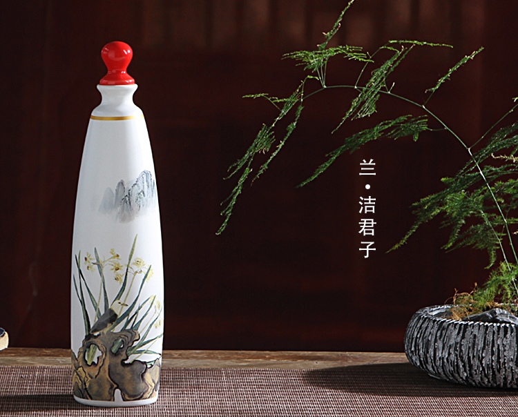 一斤装文化陶瓷酒瓶礼盒（梅兰竹菊）