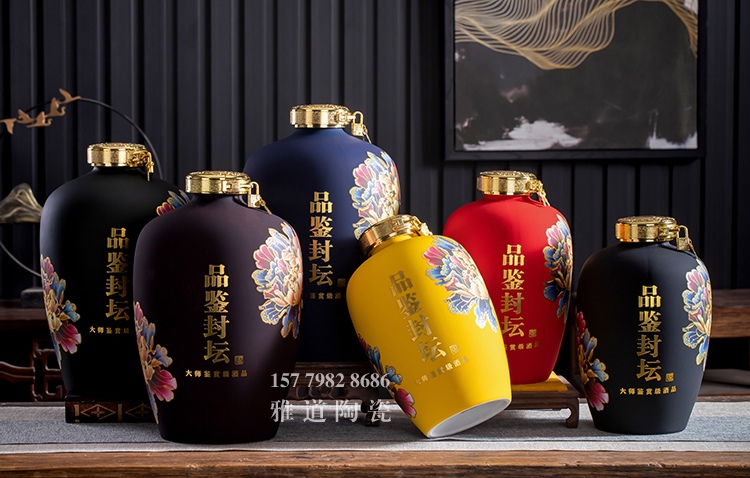 5斤10斤装亚光牡丹精美陶瓷酒坛