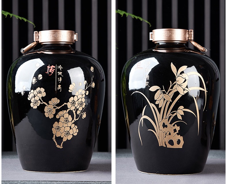 酒坛子10斤机雕梅兰竹菊