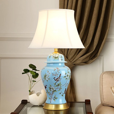 景德镇陶瓷花鸟客厅卧室床头欧式台灯