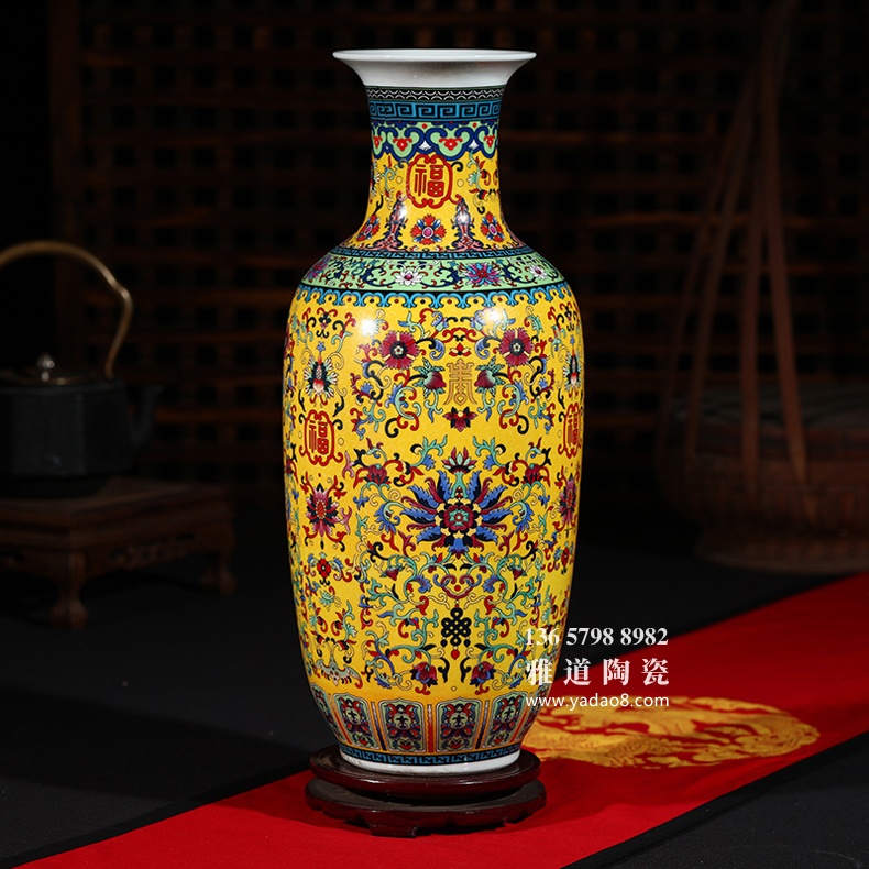 景德镇珐琅彩中式陶瓷花瓶摆件