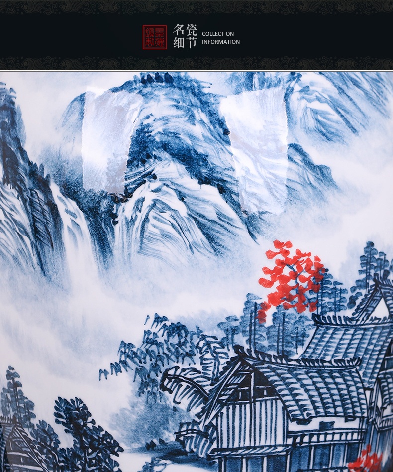 景德镇名家手绘客厅装饰花瓶江山多娇