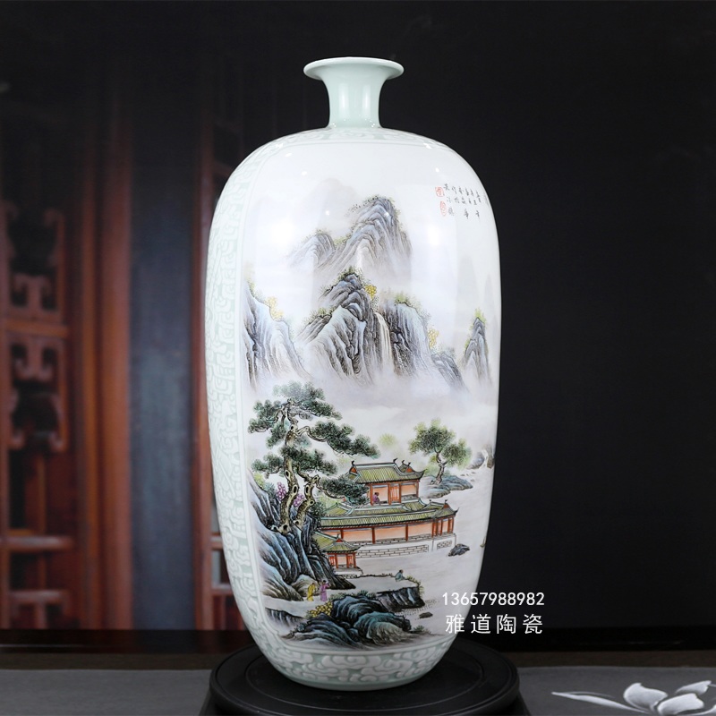 省级名家李炎华手绘粉彩陶瓷艺术花瓶