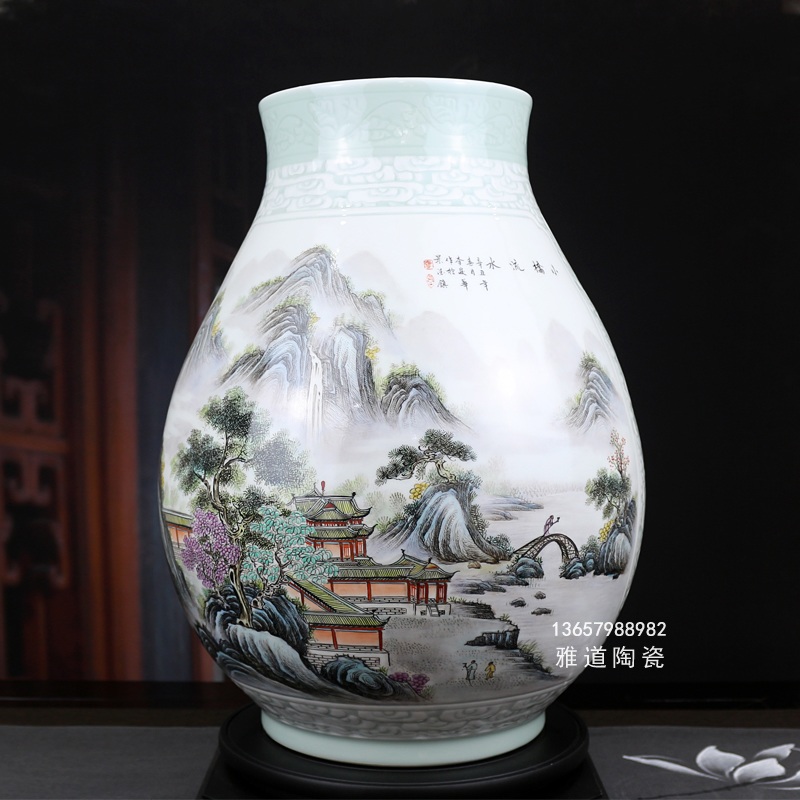 景德镇陶瓷大师李炎华手绘艺术瓷花瓶