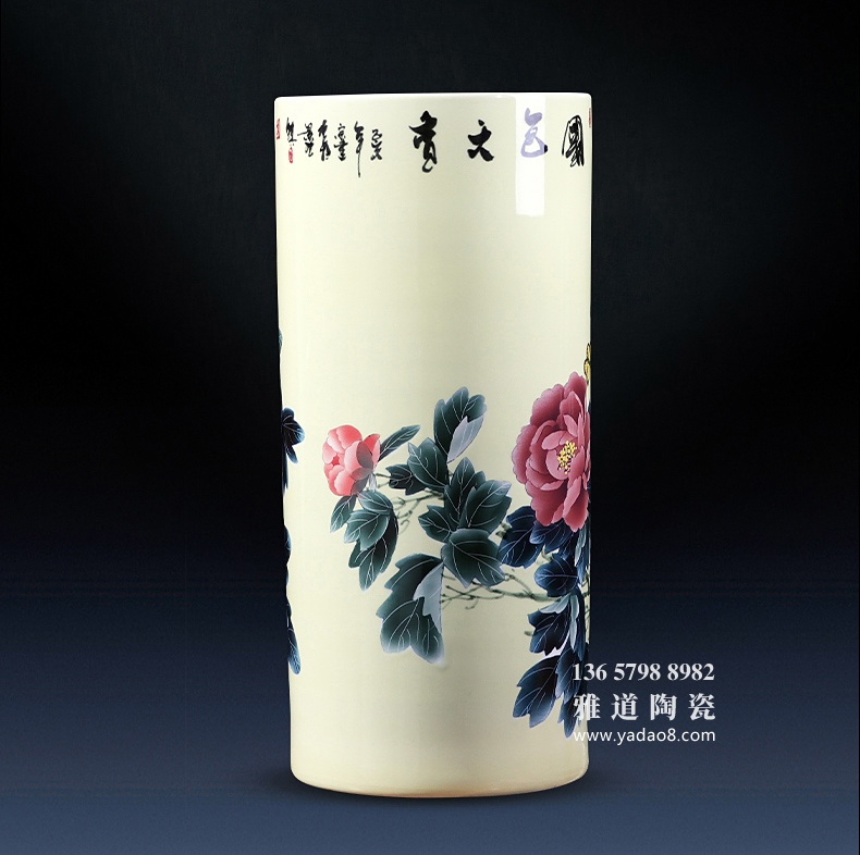 景德镇名家手绘国色天香艺术陶瓷花瓶