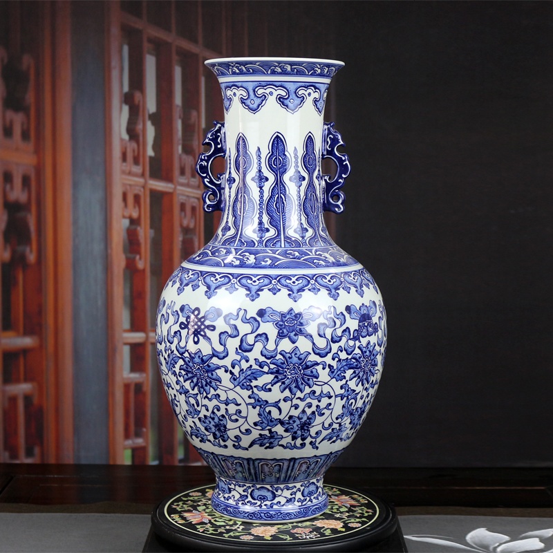 景德镇手绘青花双耳仿古陶瓷花瓶(图5)
